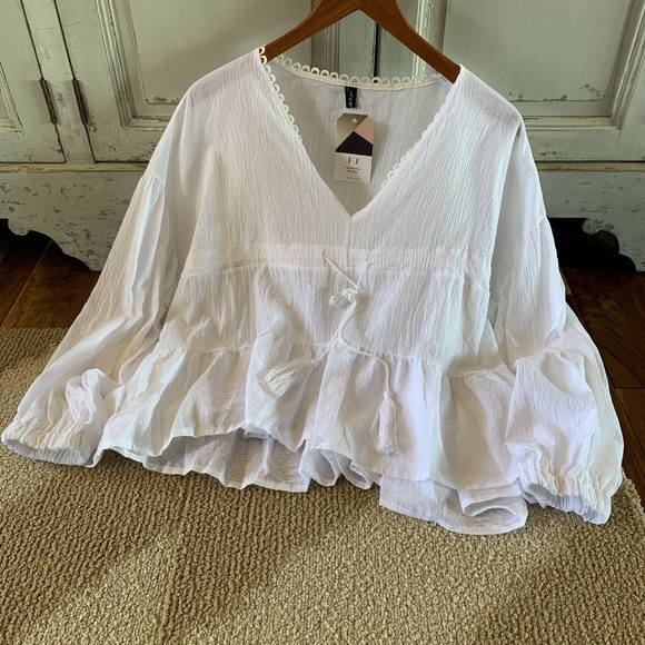 New Boho Gauze Tassel Long Sleeve Blouse Top - Picture 4 of 8